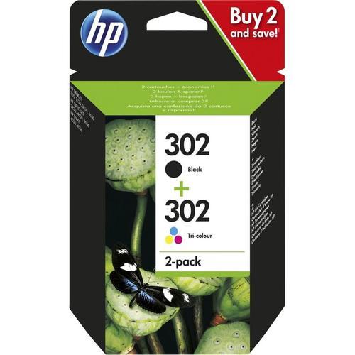 HP 302 2-pack (X4D37AE) - Pack de 2 cartouches d'encre - noir, couleurs (cyan, magenta, jaune)