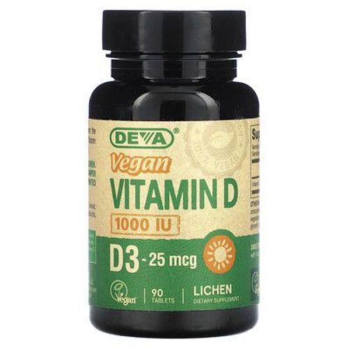 Deva, Vitamine D3 Vegan, 25 ?g (1000 Ui), 90 Comprimés 