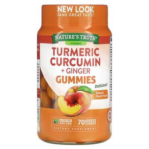 Nature's Truth, Curcumine De Curcuma + Gingembre, Arôme Naturel De Pêche, 70 Gommes Vegan
