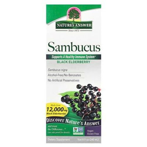 Nature's Answer, Sambucus, Baie De Sureau Noir, Sans Alcool, 12 000 Mg, 240 Ml