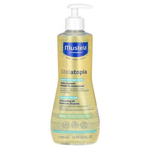 Mustela, Stelatopia, Huile Nettoyante Au Tournesol, Peau Extrêmement Sèche, Sans Parfum, 500 Ml