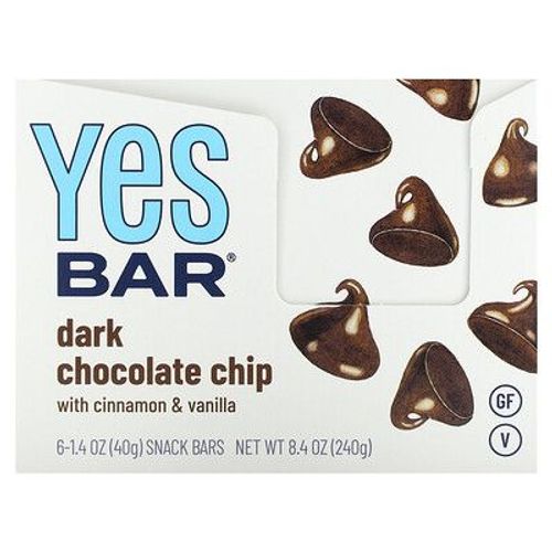 Yes Bar, Snack-Bar, Pépites De Chocolat Noir, 6 Barres, 40 G Chacune