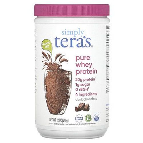 Simply Tera's, Protéines De Lactosérum Simplement Pures, Nourris À L'herbe, Chocolat Noir Issu Du Commerce Équitable, 340 G