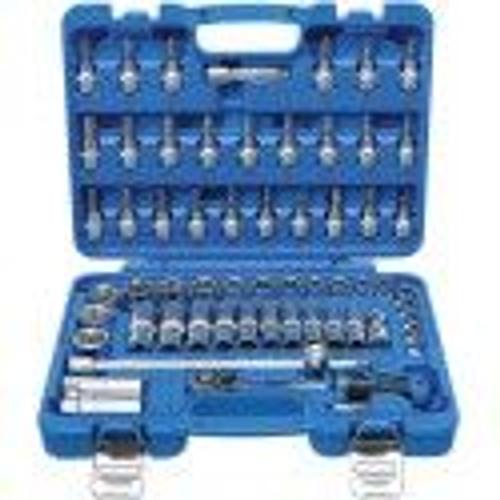 Coffret 61 pièces douilles Pro torque cliquet rallonge embout vissage carré 10 mm 3/8" BGS technic