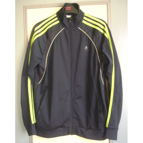 Veste De Survêtement Adidas -Bleu Et Bandes Jaunes - 14ans