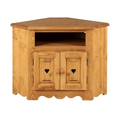 Meuble Tv D'angle 2 Portes En Épicéa Massif Teinté Miel - Limeuil