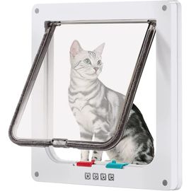 Sailnovo Chatière De Porte Pour Chat XL (taille Extérieure 27,9 X 24,9 Cm), Chatière Verrouillable à 4 Voies, Pour Portes Intérieures Et Extérieures, Porte Résistante Aux Intempéries, Pour Chat/chien