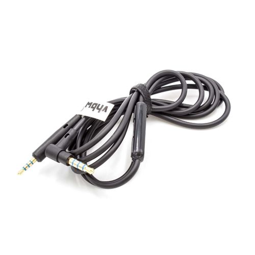 vhbw Câble audio AUX compatible avec Bose QuietComfort QC-35, QC35 casque - Avec prise jack 3,5 mm, microphone, bouton de réponse d'appel, noir