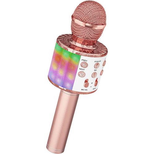 WS-858 Mini Microphone karaoké KTV Portable Bluetooth sans Fil Haut-Parleur  HiFi Microphone téléphone Musique (Or Rose)
