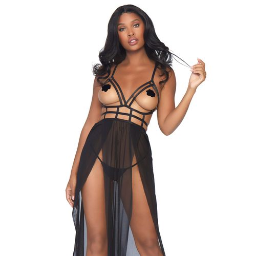 Robe Longue À Lanière Noir - Leg Avenue