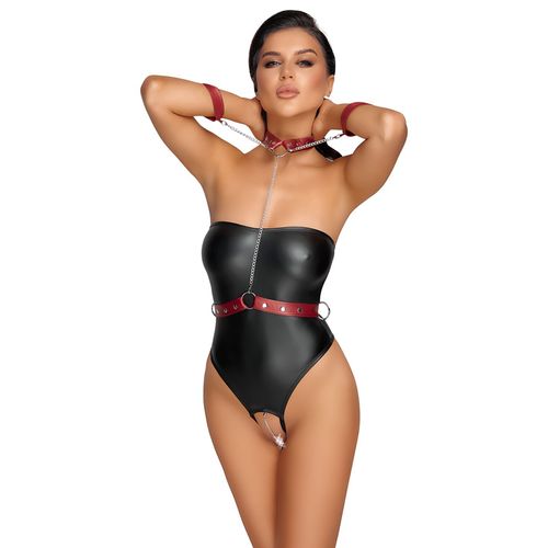 Body Ouvert Noir Et Rouge Noir - Cottelli Bondage