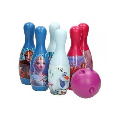 Jeu Quilles Reine Des Neiges Ii : 6 Quilles 18 Cm Et Mini Boule - Plastique - Bowling Enfant Fille - Set Jouet Disney Frozen Et Carte Animaux