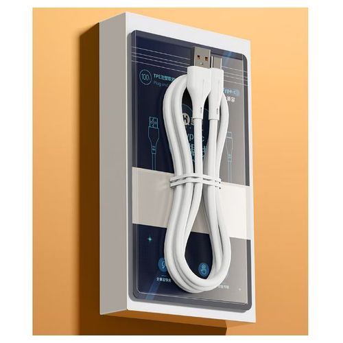 Câble de données Type-C entièrement compatible Câble en caoutchouc souple moulé par injection TPE blanc 1m Convient à Huawei Samsung Xiaomi oppo vivo Honor et autres téléphones Android