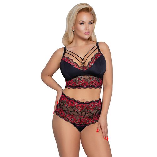 Ensemble 2 Pièces Grande Taille Bustier Et Shorty Noir - Cottelli Collection