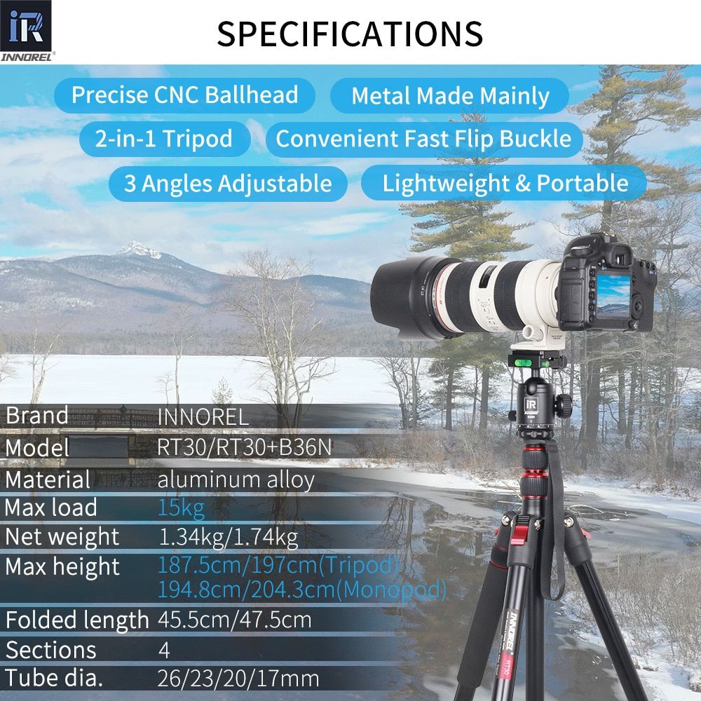 RT30 - Trpied professionnel RT30, monopode en alliage'alumi... - 2