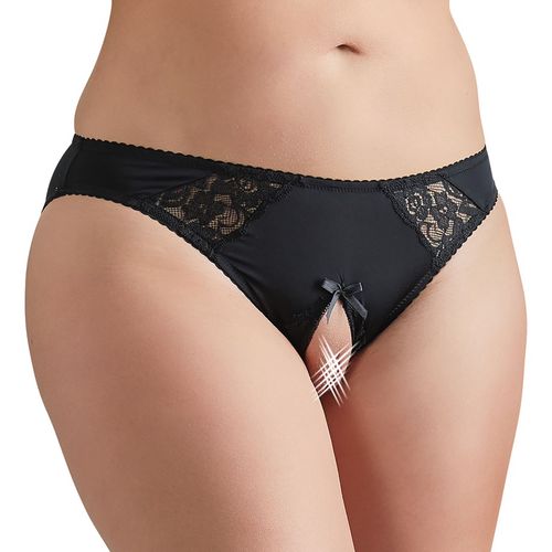 Culotte Ouverte Grande Taille Noeud Noir - Cottelli Collection