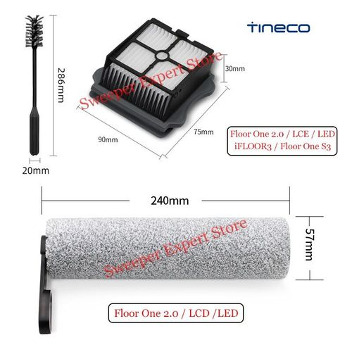 Pièces de filtre Hepa pour aspirateur sec/humide Tineco Floor One s5 / 2.0 / LCD/LED, brosse à rouleau souple, accessoires pour aspirateur sec/humide sans fil