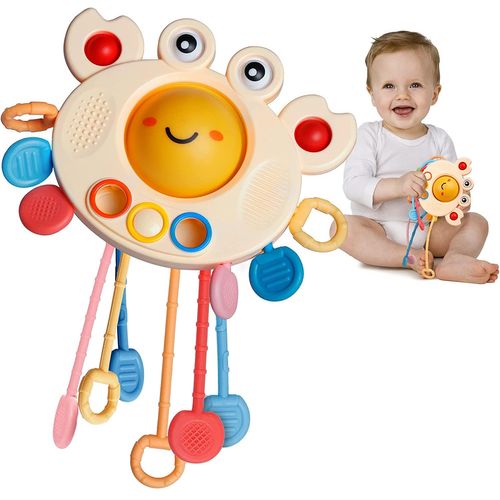Montessori Jouet Bebe 1 An, Jouet Eveil 6-18 Mois, Jouet Enfant 1 An 2 Ans, Silicone Jouet D'apprentissage Et De Dentition Sensoriel, Jouet Bain Pour Bébé