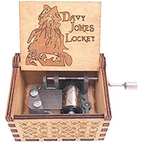 Boîte À Musique Davy Jones Avec Médaillon En Bois Sculpté Et Inscription , Pirate Des Caraïbes