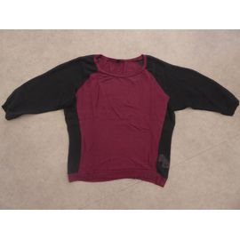Haut Manches 3/4 Bordeaux Et Noir Pimkie - L