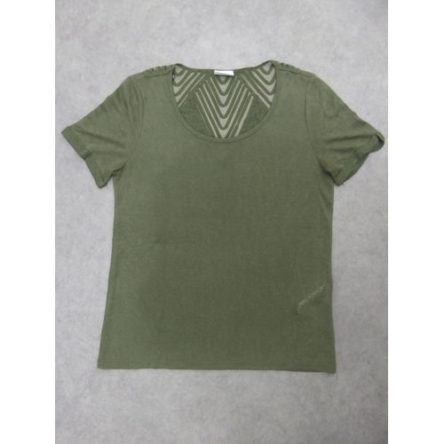 Neuf T-Shirt Femme Kaki Aspect Lin Dos Fantaisie Vila - L