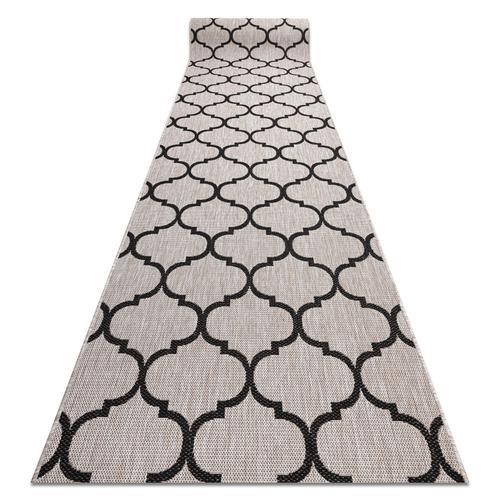 70x120 Cm Tapis De Couloir Sizal Floorlux Modèle 20608 Treillis Marocain Argentin / Noir 70 Cm