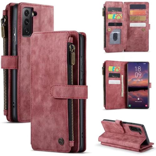 Etui Coque Pour Redmi Note 10 Pro 4g, Housse En Cuir Pu Portefeuille Livre,[Emplacements Cartes],[Fonction Support],[Boucle Magnétique] Pour Redmi Note 10 Pro 4g,Rouge Vin