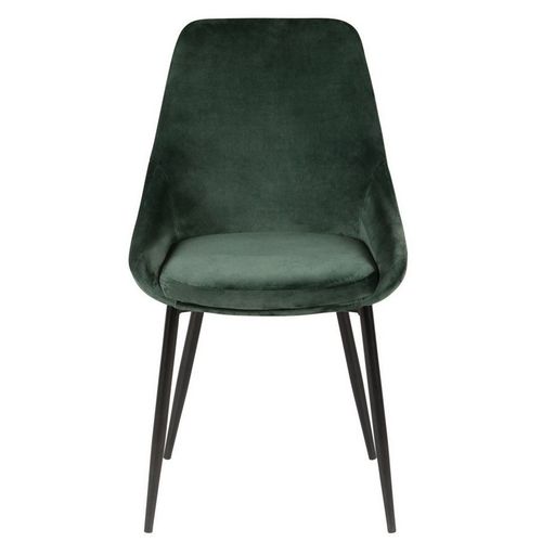 Lot De 2 Chaises Repas Velours Vert Avec Piétement Métal Noir Kari Kosyform