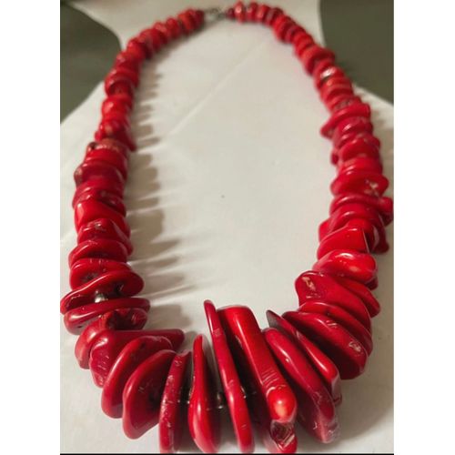 Ancien Collier En Perles De Corail Rouge
