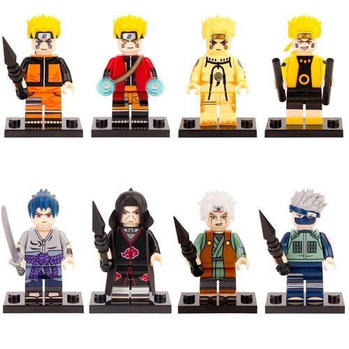 8pcs Anime Naruto Cartoon Building Block Naruto Ninja Uzumaki Puzzle Assemblé Building Block Doll