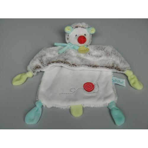 Doudou Hérisson Plat Gaston Gris Blanc Vert Bleu Baby Nat Escargot Babynat