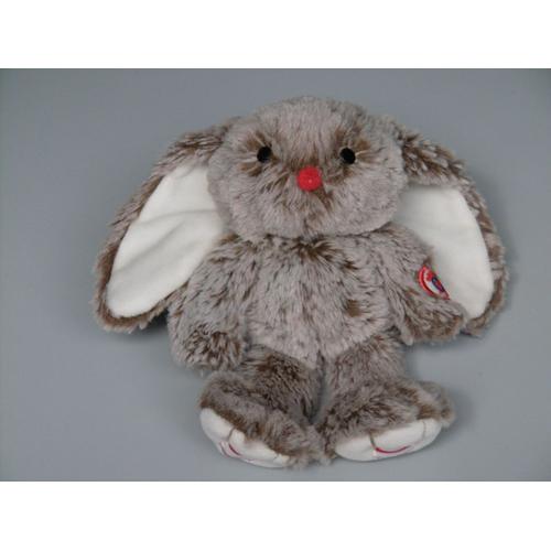 Doudou Lapin Peluche Marron Gris Blanc 22 Cm Rouge Kaloo