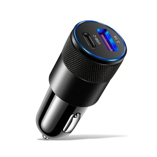 Chargeur Allume Cigare Type C + Type Usb A 68 Watts Couleur Noire