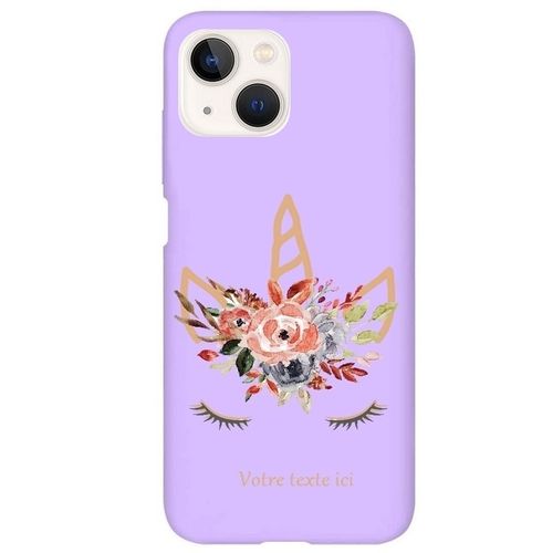 Coque Violet Iphone 14 Plus Licorne Personnalisee Eyes Rose Unicorn