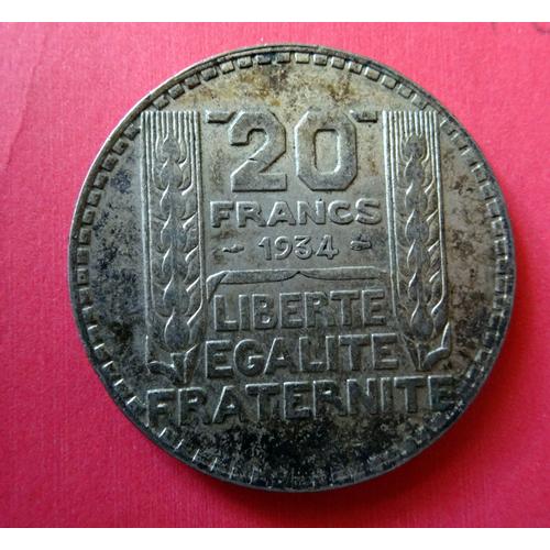 Monnaie France Turin 20 Francs 1934 Paris Rameaux Longs Et Aile