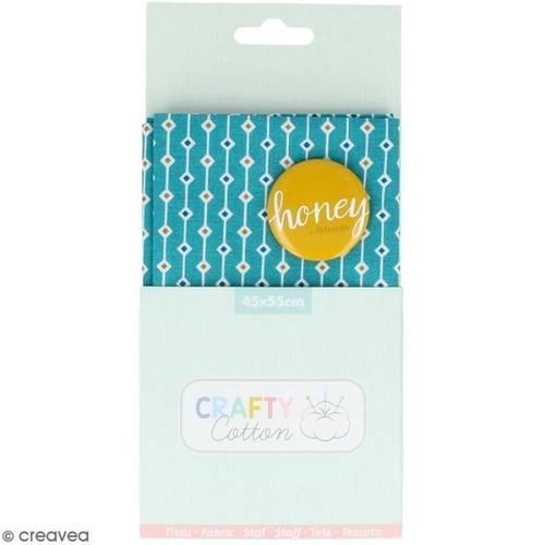 Coupon De Tissu Coton Crafty Cotton - Losanges - Fond Bleu Pétrole - 45 X 55 Cm Coupon De Tissu Crafty Cotton Artemio : Matière :