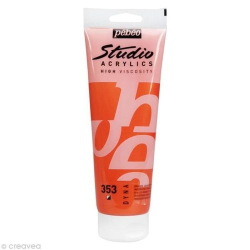 Peinture Acrylique Pébéo Studio - High Vicosity - 250 Ml Dyna Orange Jaune Iridescent