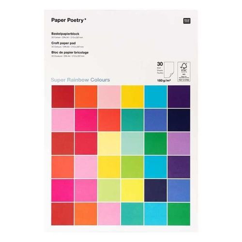 30 Feuilles De Papier A4 180 G - Multicolore