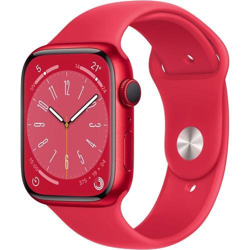 Apple Watch Series 8 (Gps) - Boîtier 45 Mm (Product) Red Aluminium Rouge Avec Bracelet Sport Rouge