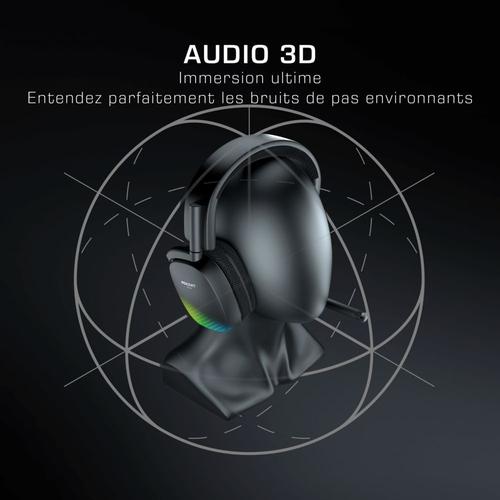 Roccat Syn Max Air - Casque gaming RGB sans fil avec audio 3D et