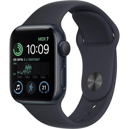 Apple Watch Se (2e Génération) Gps - Boîtier Aluminium Minuit 40 Mm  - Bracelet Sport Minuit