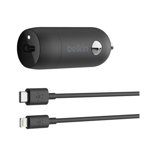 Chargeur Allume-Cigare Belkin 18w + Cable Usb-C/Lightning 1.2m Noir