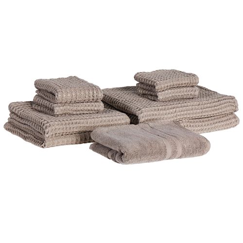 Lot de 9 serviettes de bain en coton taupe AREORA