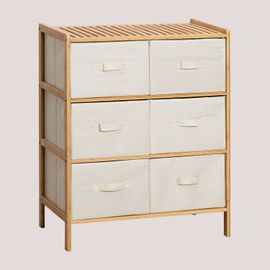Étagère En Bambou Avec Double Tiroir Nafan Blanc - Bois Naturel