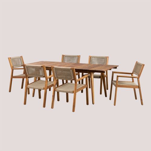 Ensemble De Table Extensible (160-210x90 Cm) Et 6 Chaises De Salle À Manger Tenay Beige Crème