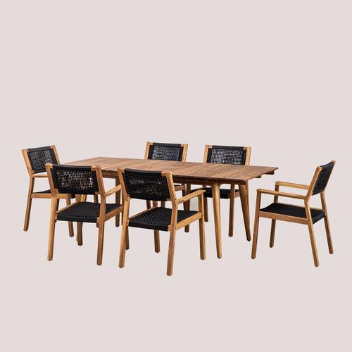 Ensemble De Table Extensible (160-210x90 Cm) Et 6 Chaises De Salle ? Manger Tenay Noir