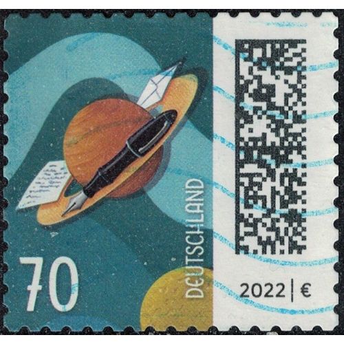 Allemagne 2022 Oblitéré Used Lettres Et Stylo Au Tour De La Planète Saturne Su