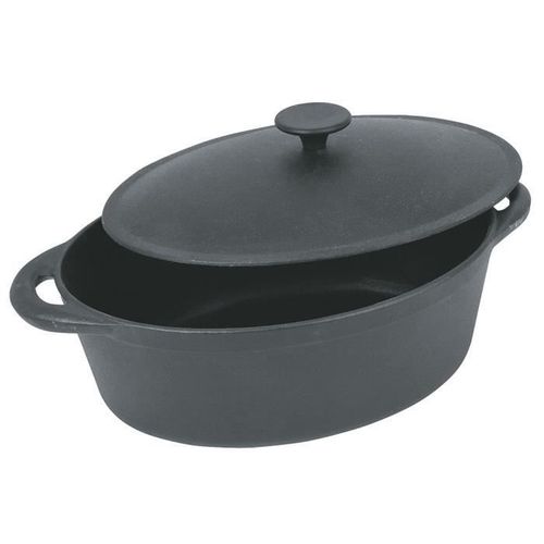 Crealys Gourmet Cocotte Ovale En Fonte Dacier Emaillee - L 37 Cm - 9 L - Noir - Tous Feux Dont Induction