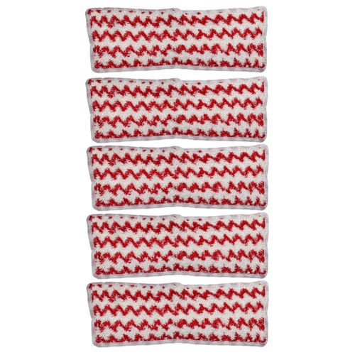 vhbw 5x Housses de rechange remplacement pour Vileda 161717 pour nettoyeur à vapeur, balai vapeur - microfibre, blanc / rouge