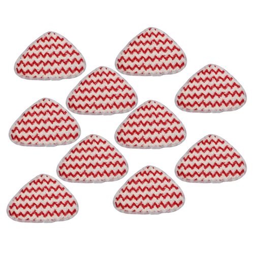 vhbw 10x Housses de rechange compatible avec Vileda Steam nettoyeur à vapeur, balai vapeur - microfibre, blanc / rouge
